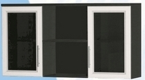 Антресоль большая с двумя стеклодверями ДЛЯ ГОСТИНОЙ АБС-2 Венге/Дуб выбеленный в Бородино - borodino.katalogmebeli.com | фото
