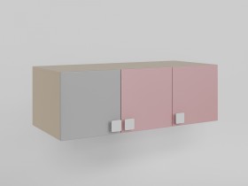 Антресоль на шкаф 3-х створчатый (Розовый/Серый/корпус Клен) в Бородино - borodino.katalogmebeli.com | фото 1