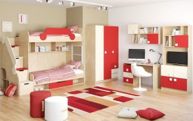 Детская комната Бэрри (Бежевый/Красный/корпус Клен) в Бородино - borodino.katalogmebeli.com | фото 2