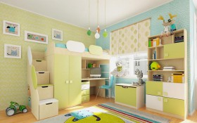 Детская комната Эппл (Зеленый/Белый/корпус Клен) в Бородино - borodino.katalogmebeli.com | фото 2