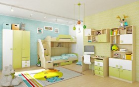 Детская комната Эппл (Зеленый/Белый/корпус Клен) в Бородино - borodino.katalogmebeli.com | фото 3