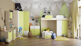 Детская комната Эппл (Зеленый/Белый/корпус Клен) в Бородино - borodino.katalogmebeli.com | фото 13