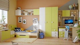 Детская комната Эппл (Зеленый/Белый/корпус Клен) в Бородино - borodino.katalogmebeli.com | фото 11