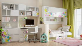 Детская комната Флер (Белый/корпус Выбеленное дерево) в Бородино - borodino.katalogmebeli.com | фото 2