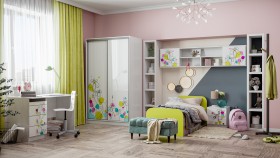 Детская комната Флер (Белый/корпус Выбеленное дерево) в Бородино - borodino.katalogmebeli.com | фото 1