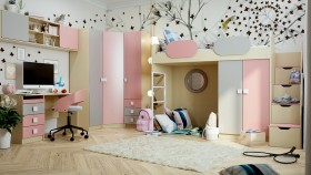Детская комната Грэйси (Розовый/Серый/корпус Клен) в Бородино - borodino.katalogmebeli.com | фото