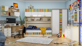 Детская комната Клаксон без машинок (Белый/корпус Клен) в Бородино - borodino.katalogmebeli.com | фото 5