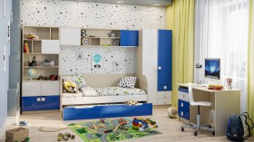Детская комната Скай Люкс (Синий/Белый/корпус Клен) в Бородино - borodino.katalogmebeli.com | фото