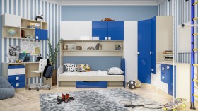 Детская комната Скай Люкс (Синий/Белый/корпус Клен) в Бородино - borodino.katalogmebeli.com | фото 3