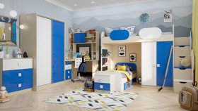 Детская комната Скай Люкс (Синий/Белый/корпус Клен) в Бородино - borodino.katalogmebeli.com | фото 5
