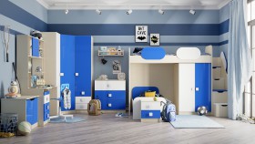 Детская комната Скай Люкс (Синий/Белый/корпус Клен) в Бородино - borodino.katalogmebeli.com | фото 7
