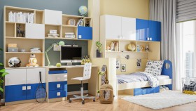 Детская комната Скай Люкс (Синий/Белый/корпус Клен) в Бородино - borodino.katalogmebeli.com | фото 9
