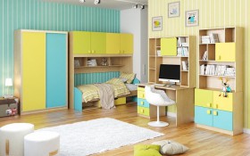 Детская комната Смайли (Желтый/Голубой/Зеленый/корпус Клен) в Бородино - borodino.katalogmebeli.com | фото 3