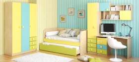 Детская комната Смайли (Желтый/Голубой/Зеленый/корпус Клен) в Бородино - borodino.katalogmebeli.com | фото