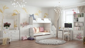 Детская комната Совушки (Белый/корпус Выбеленное дерево) в Бородино - borodino.katalogmebeli.com | фото 3