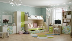 Детская комната Твит (Белый/Зеленый/корпус Клен) в Бородино - borodino.katalogmebeli.com | фото 4