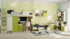 Детская комната Твит (Белый/Зеленый/корпус Клен) в Бородино - borodino.katalogmebeli.com | фото 8