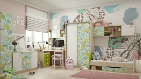 Детская комната Твит (Белый/Зеленый/корпус Клен) в Бородино - borodino.katalogmebeli.com | фото