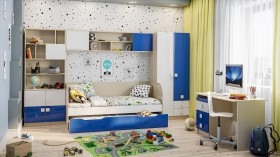 Диван-кровать Скай люкс (Синий/Белый/корпус Клен) в Бородино - borodino.katalogmebeli.com | фото 2