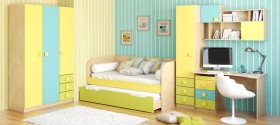 Диван-кровать Смайли (Желтый/Зеленый/корпус Клен) в Бородино - borodino.katalogmebeli.com | фото 2