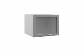 Гарда ГВПГС 600 шкаф верхний горизонтальный глубокий со стеклом высокий (Белый Эмалит/корпус Серый) в Бородино - borodino.katalogmebeli.com | фото