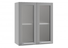 Гарда ПС 600 шкаф верхний со стеклом (Белый Эмалит/корпус Серый) в Бородино - borodino.katalogmebeli.com | фото