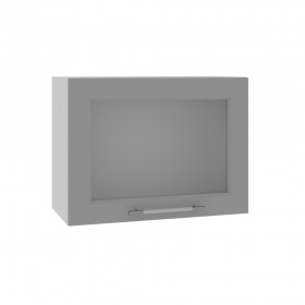 Гарда ВПГС 600 шкаф верхний горизонтальный со стеклом высокий (Белый Эмалит/корпус Серый) в Бородино - borodino.katalogmebeli.com | фото