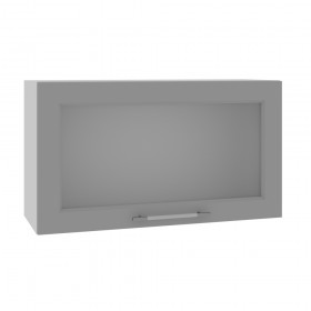 Гарда ВПГС 800 шкаф верхний горизонтальный со стеклом высокий (Белый Эмалит/корпус Серый) в Бородино - borodino.katalogmebeli.com | фото