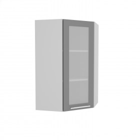 Гарда ВПУС 550 шкаф верхний угловой со стеклом высокий (Белый Эмалит/корпус Серый) в Бородино - borodino.katalogmebeli.com | фото