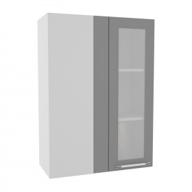 Гарда ВПУС 650 шкаф верхний угловой со стеклом высокий (Белый Эмалит/корпус Серый) в Бородино - borodino.katalogmebeli.com | фото