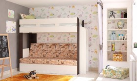 Кровать с диваном 75 Карамель Атлант (Венге Магия /Сосна Карелия/Савана) в Бородино - borodino.katalogmebeli.com | фото