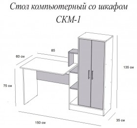 Компьютерный стол СКМ-1 белый в Бородино - borodino.katalogmebeli.com | фото 3