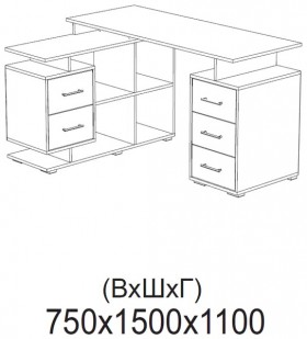 Компьютерный стол угловой СКМУ-3 дуб сонома/белый в Бородино - borodino.katalogmebeli.com | фото 2