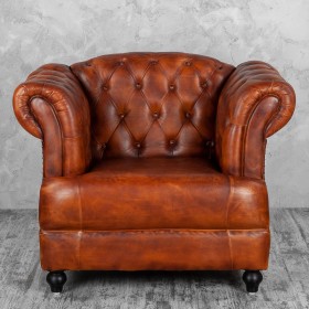 Кресло кожаное Лофт Честер-Нью (Коричневый, Рыжий) в Бородино - borodino.katalogmebeli.com | фото 7