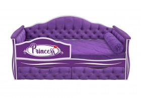Кровать 160 серии Иллюзия 2 ящика 32 Фиолетовый (мягкие боковые накладки/подушка валик) в Бородино - borodino.katalogmebeli.com | фото