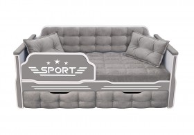 Кровать 160 серии Спорт 2 ящика 45 Серый (подушки) в Бородино - borodino.katalogmebeli.com | фото 1