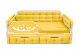 Кровать 160 серии Спорт 2 ящика 74 Жёлтый (мягкие боковые накладки) в Бородино - borodino.katalogmebeli.com | фото