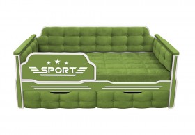 Кровать 160 серии Спорт 2 ящика 76 Зелёный (мягкие боковые накладки) в Бородино - borodino.katalogmebeli.com | фото