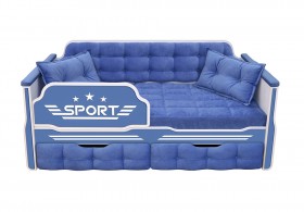 Кровать 160 серии Спорт 2 ящика 85 Синий (подушки) в Бородино - borodino.katalogmebeli.com | фото