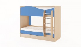 Кровать 2-х ярусная с ящиками (Беленый дуб/Синий) в Бородино - borodino.katalogmebeli.com | фото