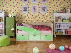 Кровать Бабочки 1,6м (Салатовый металлик) в Бородино - borodino.katalogmebeli.com | фото