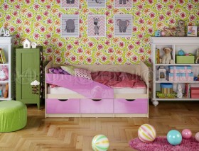 Кровать Бабочки 1,6м (Сиреневый металлик) в Бородино - borodino.katalogmebeli.com | фото