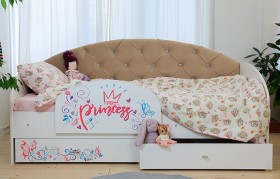 Кровать детская Эльза с бортиком Принцесса Белый/Бежевый в Бородино - borodino.katalogmebeli.com | фото 1