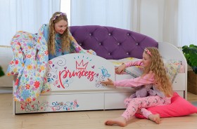 Кровать детская Эльза с бортиком Принцесса Белый/Фиолетовый в Бородино - borodino.katalogmebeli.com | фото
