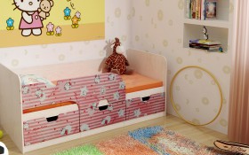 Кровать детская Минима Лего 1,86м с ящиками (дуб атланта/лиловый сад) в Бородино - borodino.katalogmebeli.com | фото 4