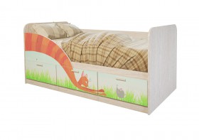Кровать детская Минима Лего 1,86м с ящиками (дуб атланта/лиловый сад) в Бородино - borodino.katalogmebeli.com | фото 9