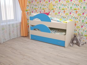 Кровать детская Радуга 1600 Млечный дуб/Голубой в Бородино - borodino.katalogmebeli.com | фото