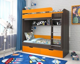 Кровать двухъярусная Юниор-5  Бодего/Оранжевый в Бородино - borodino.katalogmebeli.com | фото