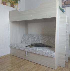 Кровать двухъярусная с диваном (Беленый дуб) в Бородино - borodino.katalogmebeli.com | фото