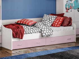 Кровать Fashion-1 Вега 0,9 м (Белый/Розовый) в Бородино - borodino.katalogmebeli.com | фото